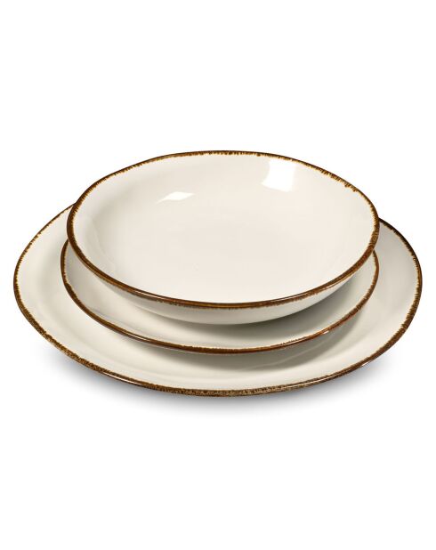 Service de table Nelly blanc/marron- 18 pièces