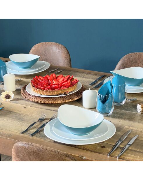Service en Porcelaine Sven bleu/blanc - 18 pièces
