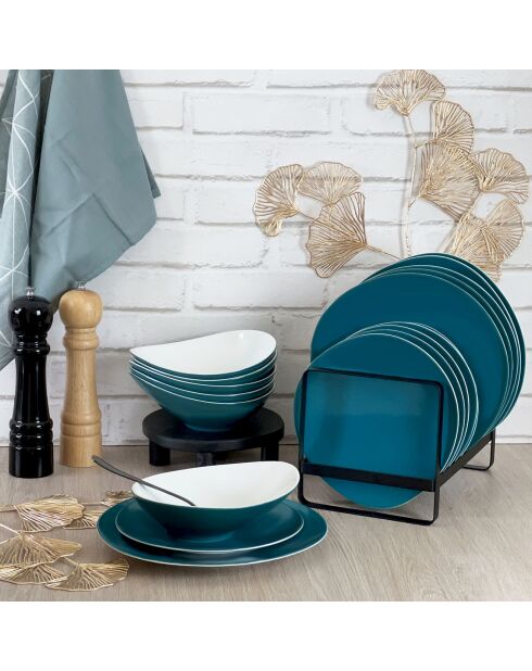 Sven serviesje blauw/wit porselein - 18 stuks