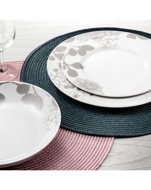 Service en Porcelaine Gardena blanc/gris - 18 pièces