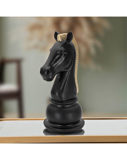 Decoración Cavallo pequeña negro/dorada - 19x10,5x8,5 cm