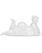 Statue décorative Femme Yoga Relax blanche - 16x32x16 cm