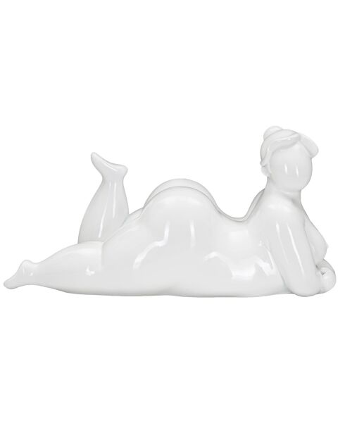 Statue décorative Femme Yoga Relax blanche - 16x32x16 cm