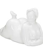 Statue décorative Femme Yoga Relax blanche - 16x32x16 cm