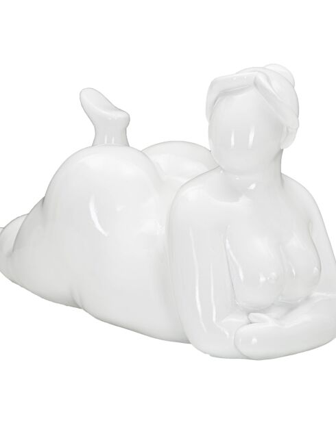 Statue décorative Femme Yoga Relax blanche - 16x32x16 cm