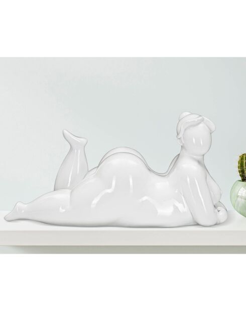 Statue décorative Femme Yoga Relax blanche - 16x32x16 cm