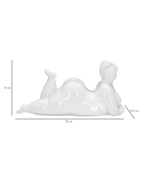 Statue décorative Femme Yoga Relax blanche - 16x32x16 cm