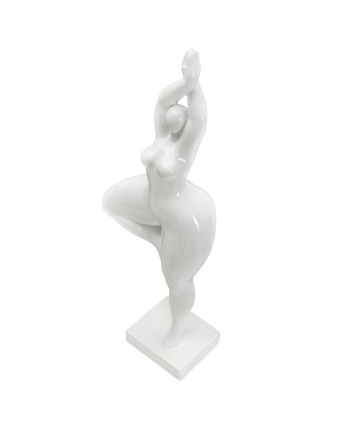 Estatua decorativa de yoga femenina blanca - 45,8 x 16 x 9 cm