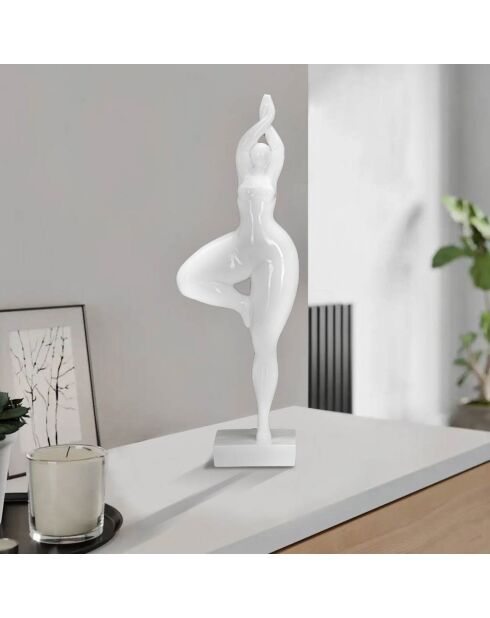 Estatua decorativa de yoga femenina blanca - 45,8 x 16 x 9 cm