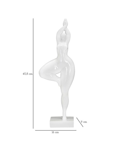 Estatua decorativa de yoga femenina blanca - 45,8 x 16 x 9 cm