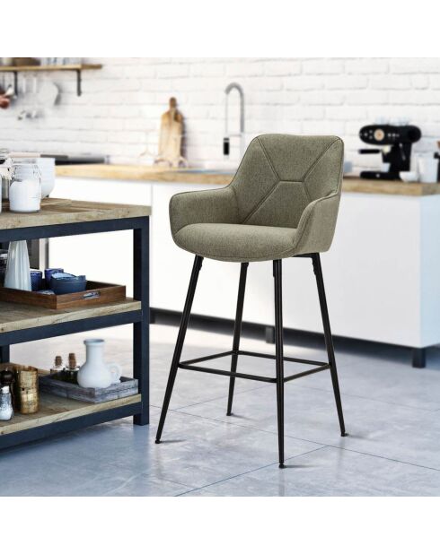 2 Tabourets de bar gris/noir - 109x55x55 cm