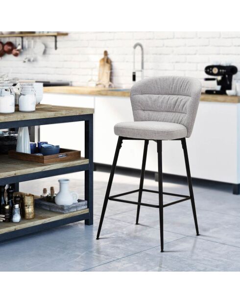 2 Tabourets de bar Losanna gris/noir - 108x52x59 cm