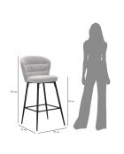 2 Tabourets de bar Losanna gris/noir - 108x52x59 cm