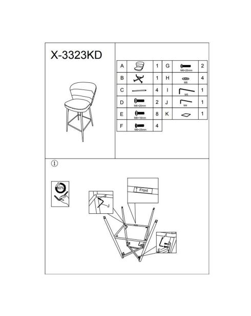 2 taburetes de bar Losanna gris/negro - 108x52x59 cm