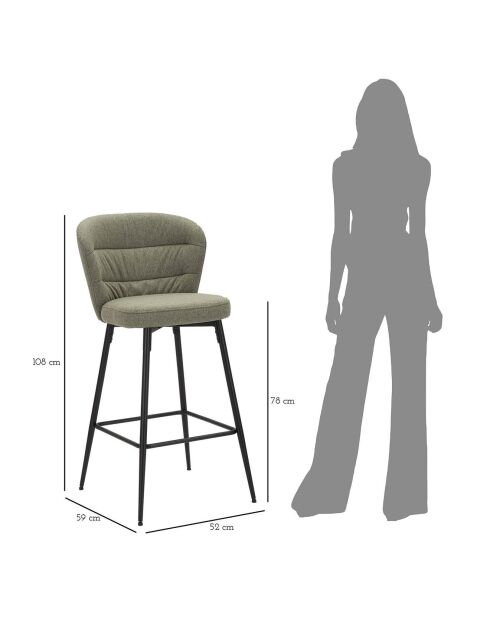 2 Tabourets de bar Losanna vert/noir - 108x52x59 cm