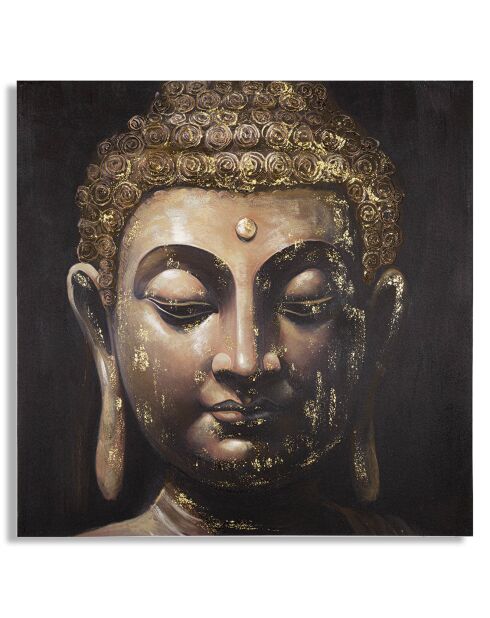 Peinture sur toile Buddha multicolore/doré - 100x100 cm