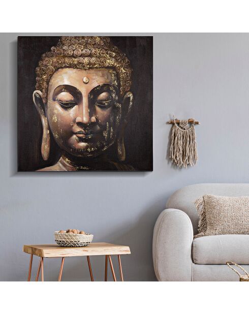 Peinture sur toile Buddha multicolore/doré - 100x100 cm