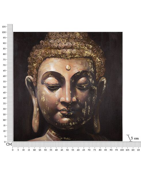 Peinture sur toile Buddha multicolore/doré - 100x100 cm