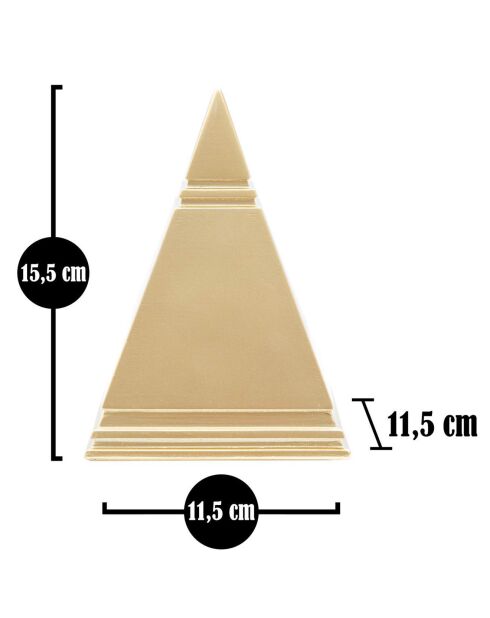 Escultura piramidal dorada - 15,5x11,5x11,5 cm