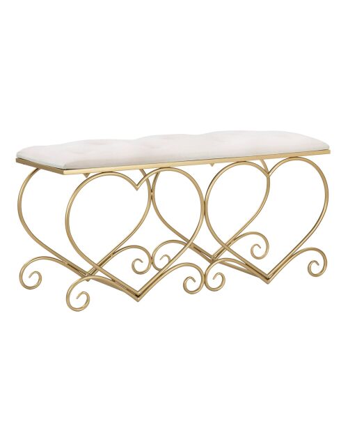 Wit/gouden hartbank - 51,5x105x37,5 cm