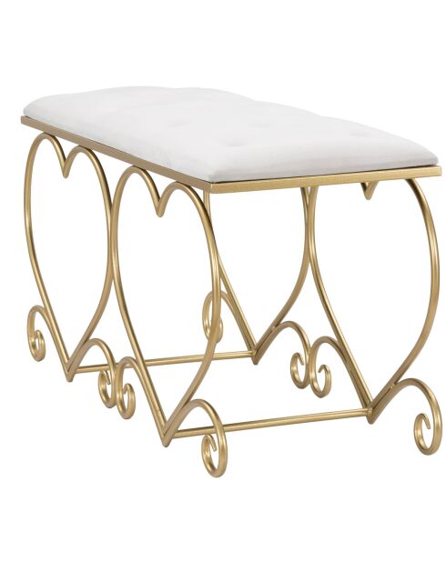 Wit/gouden hartbank - 51,5x105x37,5 cm