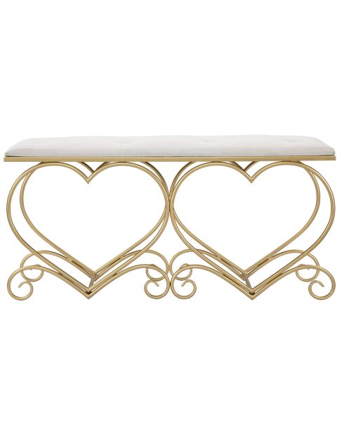 Banc Coeur blanc/doré - 51.5x105x37.5 cm