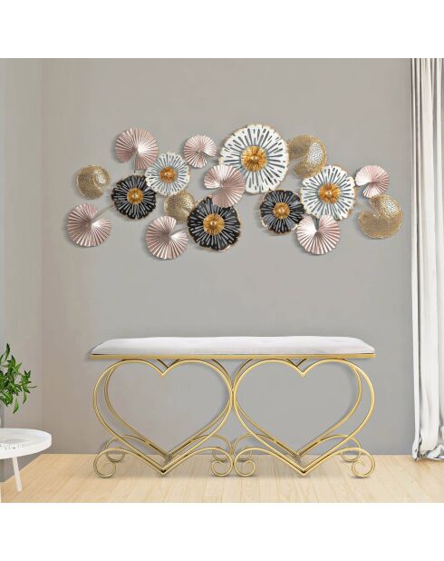 Wit/gouden hartbank - 51,5x105x37,5 cm