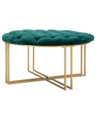 Tabouret Puff doré/vert - D.90xH.49 cm