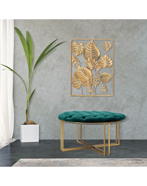 Tabouret Puff doré/vert - D.90xH.49 cm