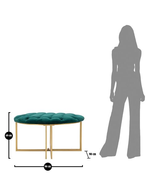 Tabouret Puff doré/vert - D.90xH.49 cm