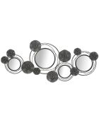 Décoration murale en métal avec miroirs noir/gris - 49x117x5.5 cm