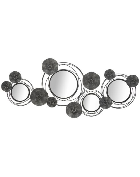 Décoration murale en métal avec miroirs noir/gris - 49x117x5.5 cm