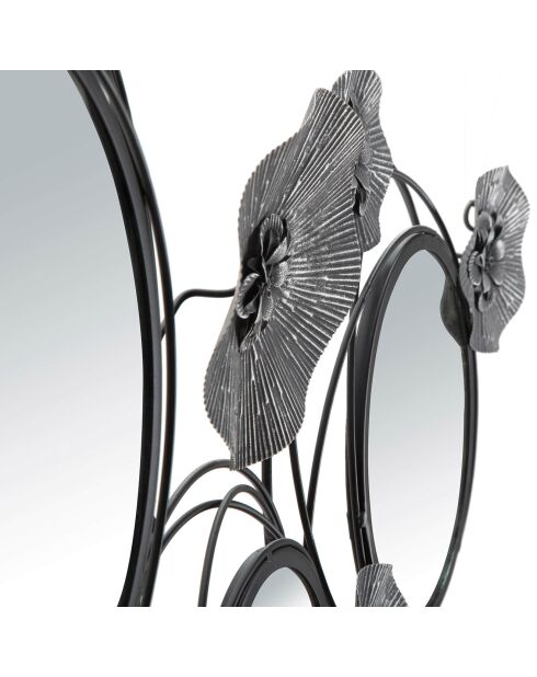 Décoration murale en métal avec miroirs noir/gris - 49x117x5.5 cm