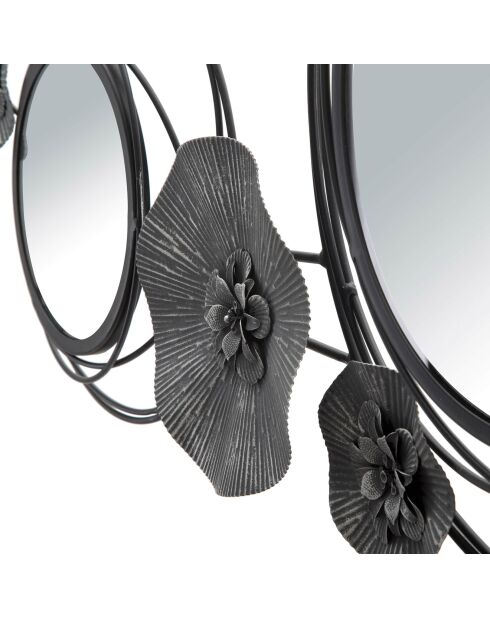 Décoration murale en métal avec miroirs noir/gris - 49x117x5.5 cm