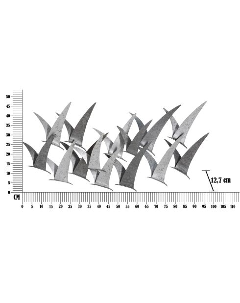 Gabbiani veelkleurige metalen wanddecoratie - 47,6x93x12,7 cm