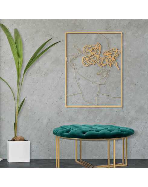 Décoration murale en métal Face dorée - 80x60 cm