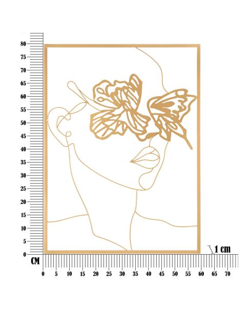 Décoration murale en métal Face dorée - 80x60 cm