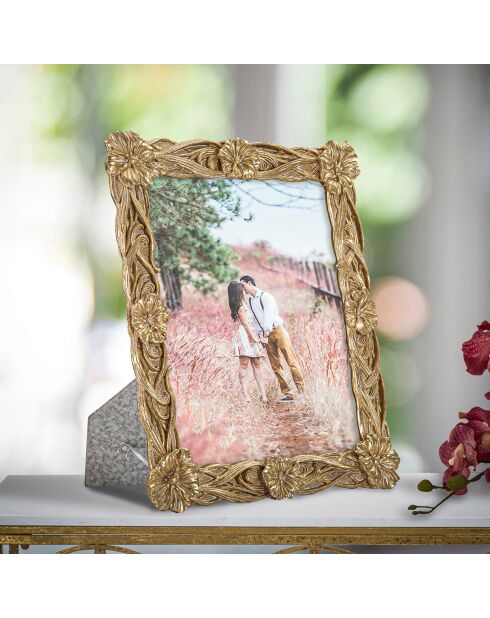 Cadre photo Twist Flo doré/blanc - 31.3x26.6 cm