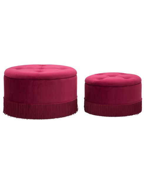 Double poufs coffre bordeaux