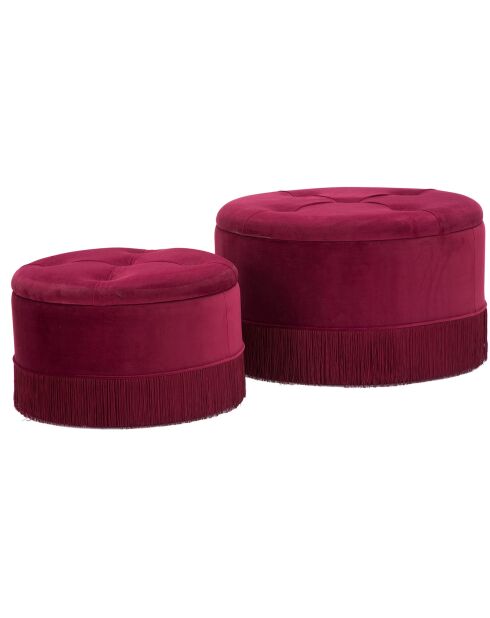 Double poufs coffre bordeaux