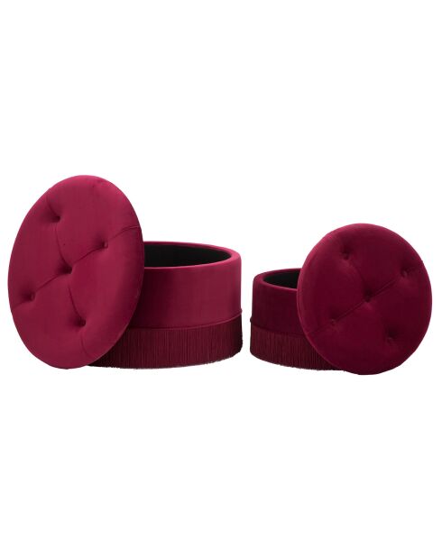 Double poufs coffre bordeaux