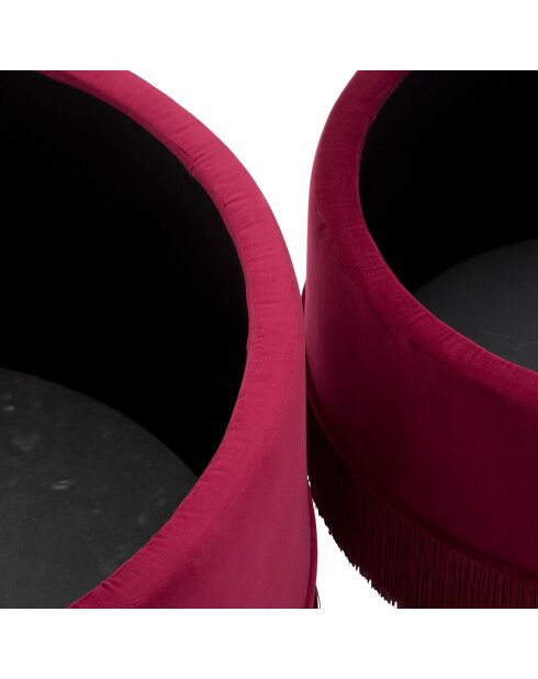 Double poufs coffre bordeaux