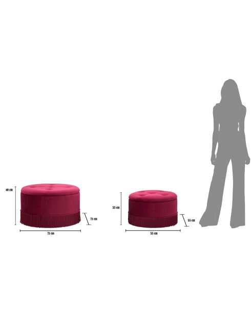 Double poufs coffre bordeaux