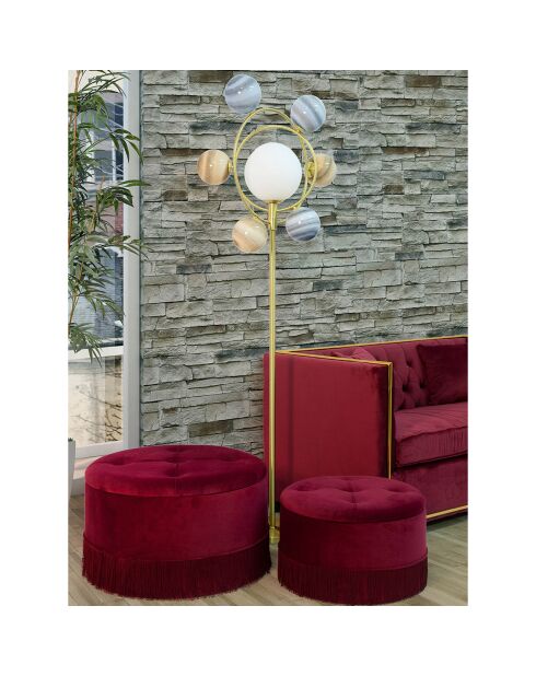 Double poufs coffre bordeaux