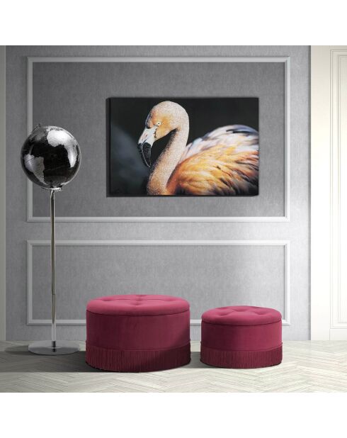 Double poufs coffre bordeaux
