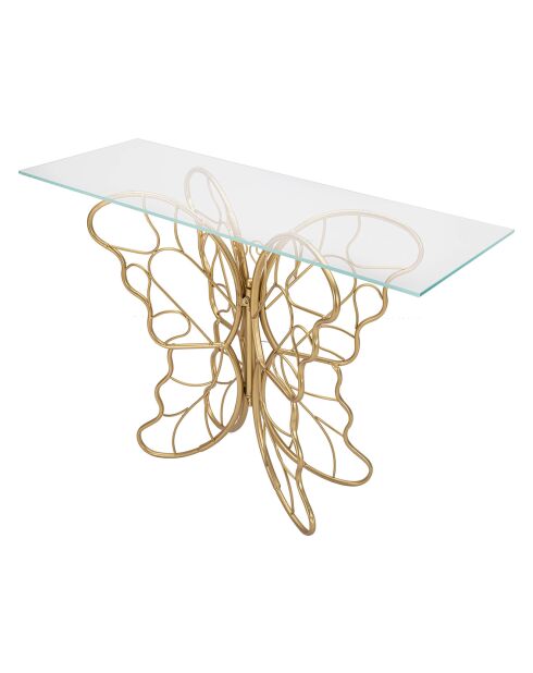 Console Butterfly doré/rose - 76x110x40 cm