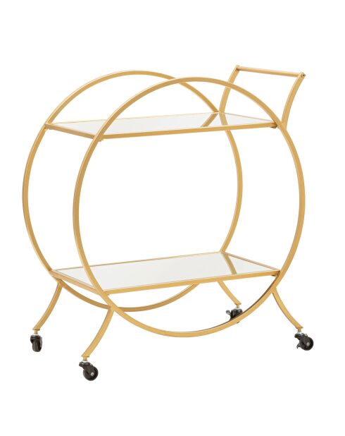 Chariot Rond doré - 78x70x36.5 cm