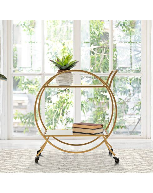 Chariot Rond doré - 78x70x36.5 cm
