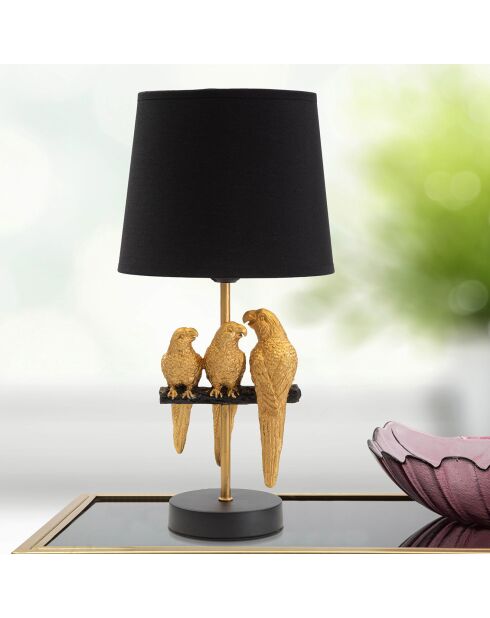 Nachttischlampe Parroquets schwarz/gold - 39x20x20 cm