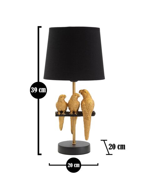 Nachttischlampe Parroquets schwarz/gold - 39x20x20 cm